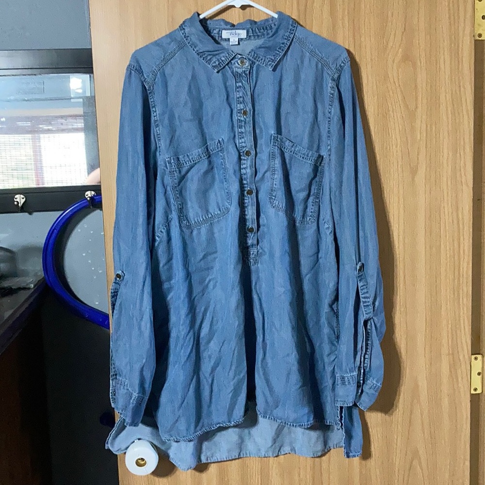 Indigo denim tunic top